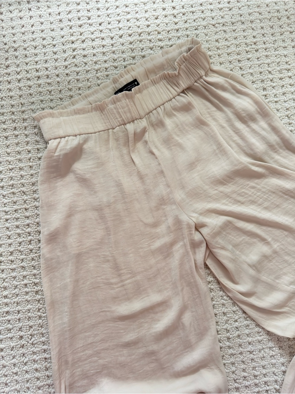 Zara Sheer Beige Elastic Palazzo Pant